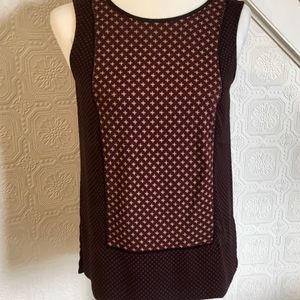 LOFT Sleeveless blouse, XS, black, rust, red
